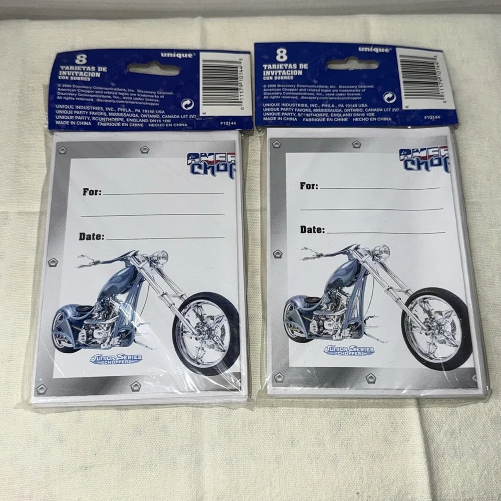American Chopper Party Invitations Lot of Two Each Package Has 8 Cards Biker